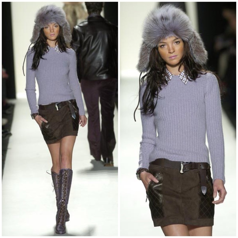 HIP-HUGGING Michael Kors Collection Vintage $1800 Runway Suede Leather Skirt 2-4